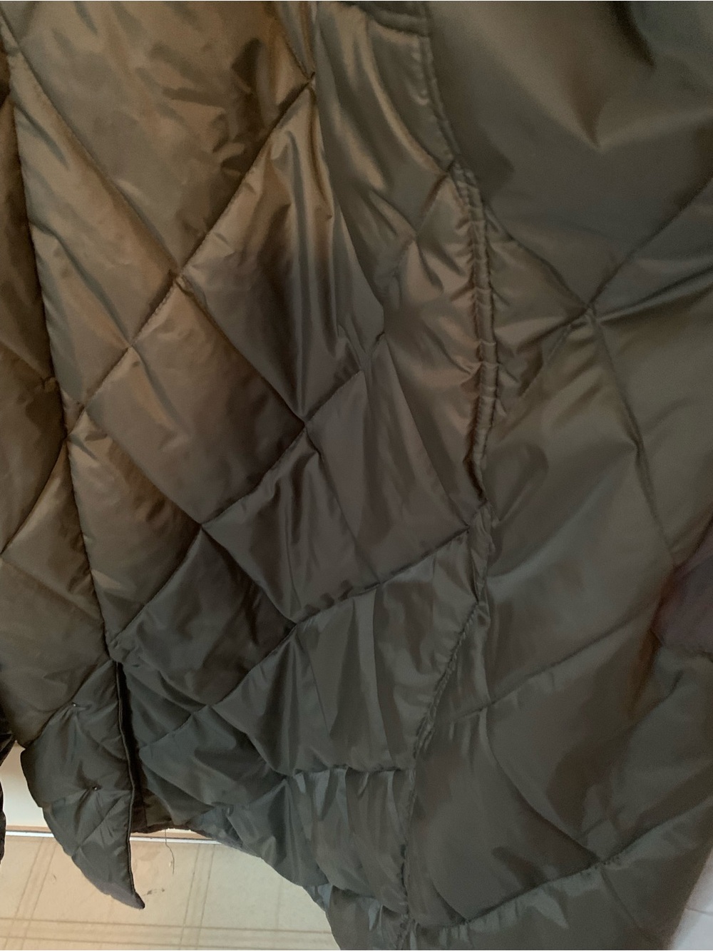 Utex Olive Green Puffer Coat with Faux Fur Accent - Picture 3 of 10